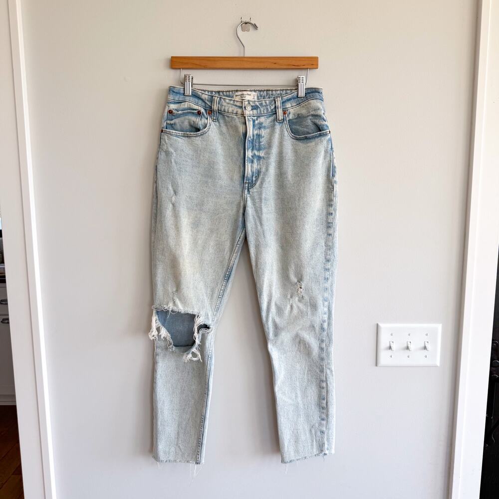 Abercrombie & Fitch Curve Love The Skinny High Rise Acid Wash Jeans Blue 30